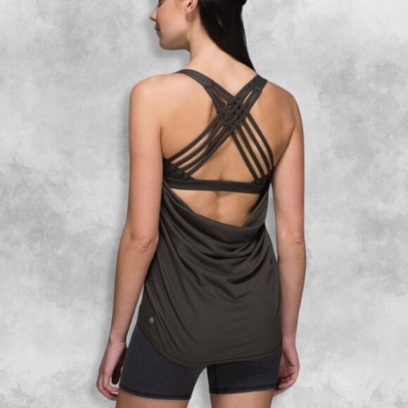 Lululemon Wild Tank Top Strappy Bra Low Armholes Semi-Open Back Dark Wren W US 6 - Picture 2 of 6